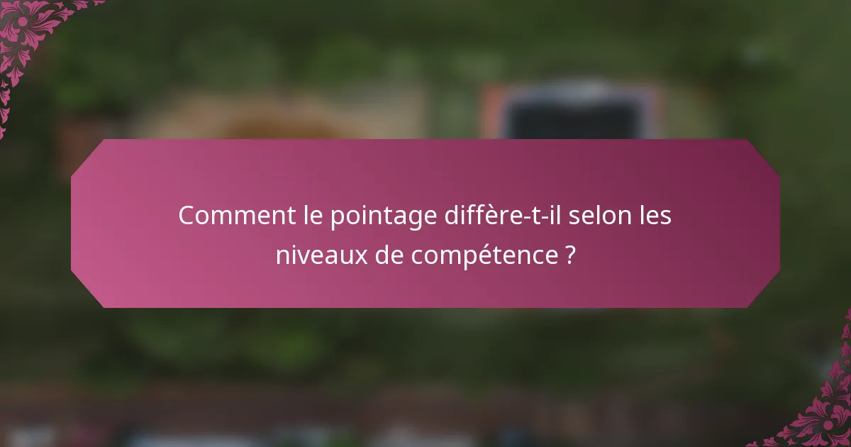 Comment le pointage diffère-t-il selon les niveaux de compétence ?